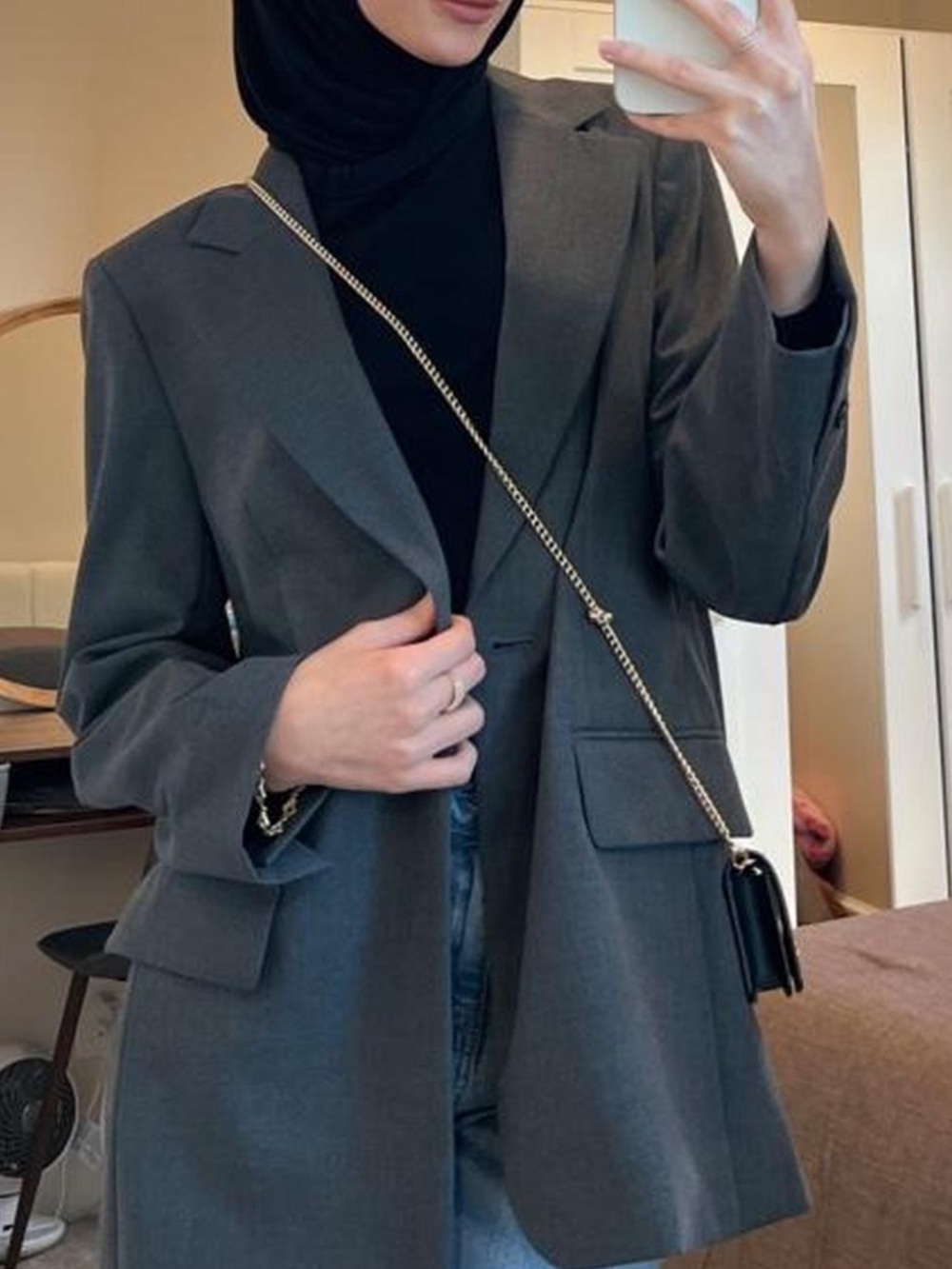 H&M Charcoal Gray Tailored Single-Breasted Blazer